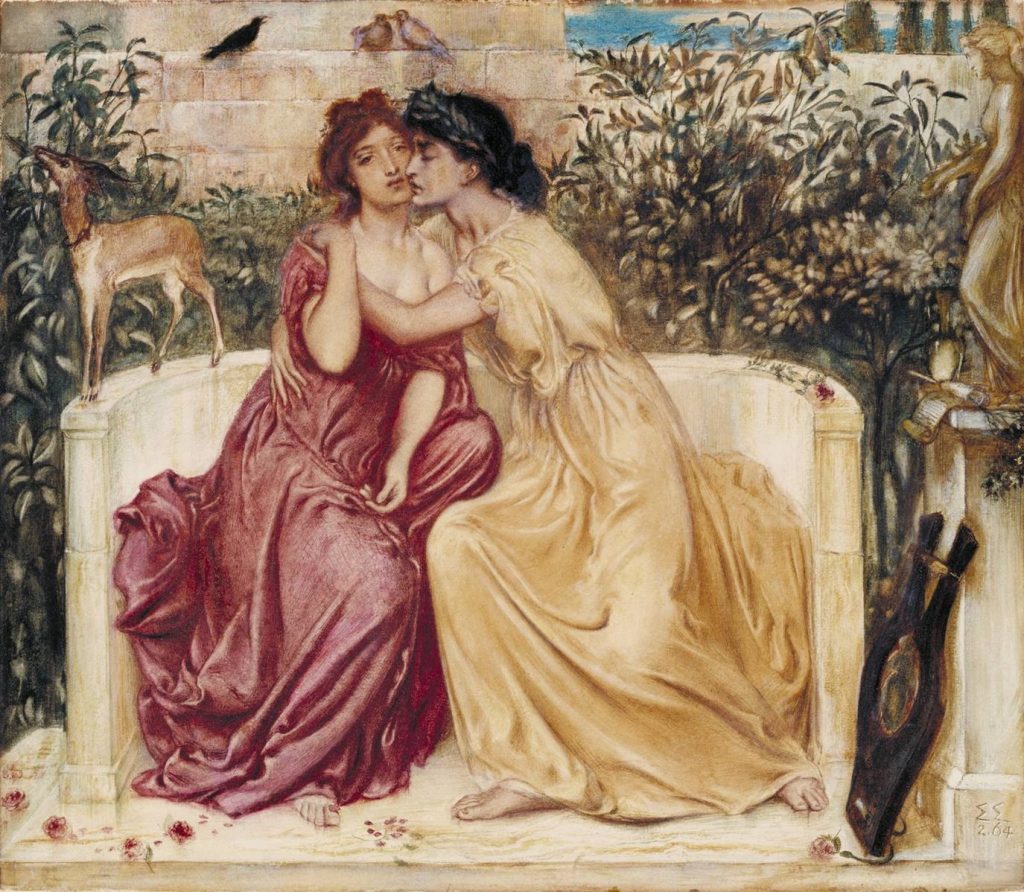 Painting of Sappho with a woman