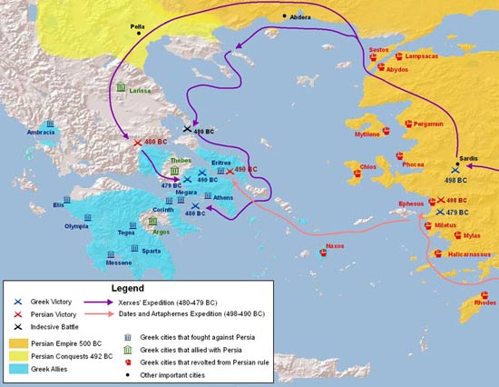 Map of the Greco Persian wars