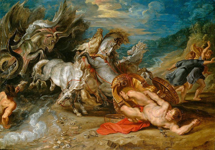 Painting of Hippolytus' death by Rubens