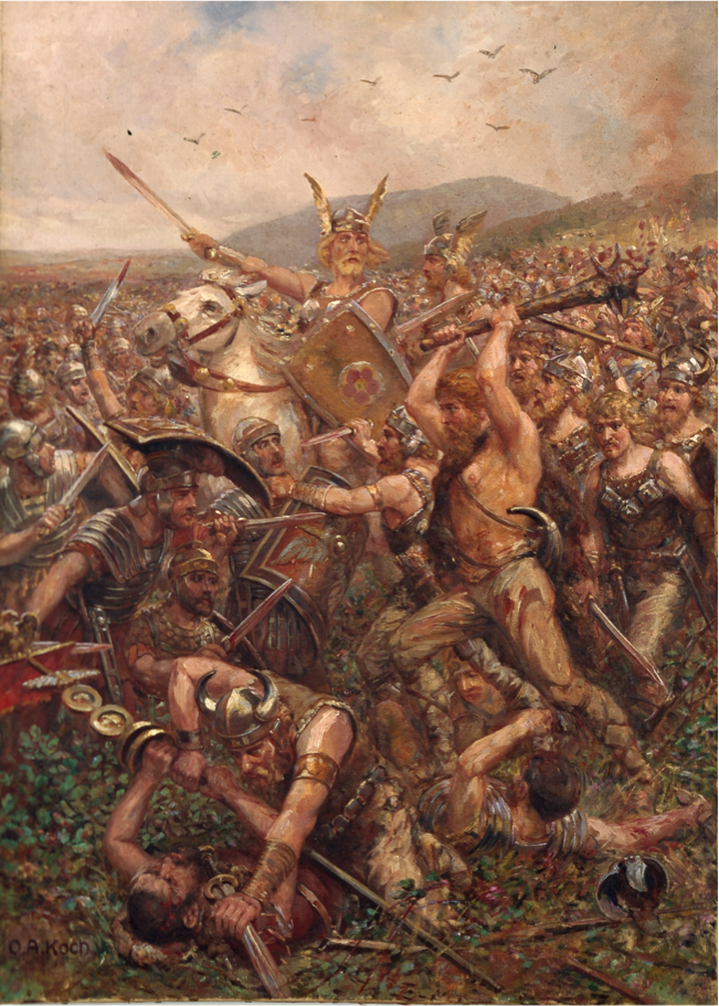 Painting of the battle of Teutoburg
