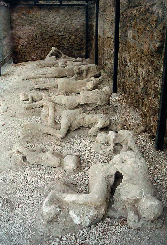 Plaster casts of the victims of the volcano 