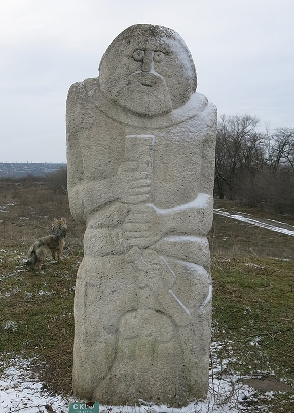 Kurgan stelae of a Scythian at Khortytsia, Ukraine