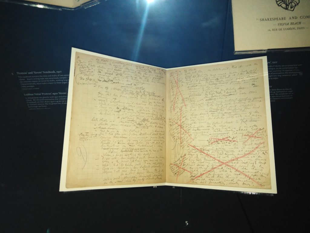 Some of Joyce's notes, from the Museum of Literature Ireland