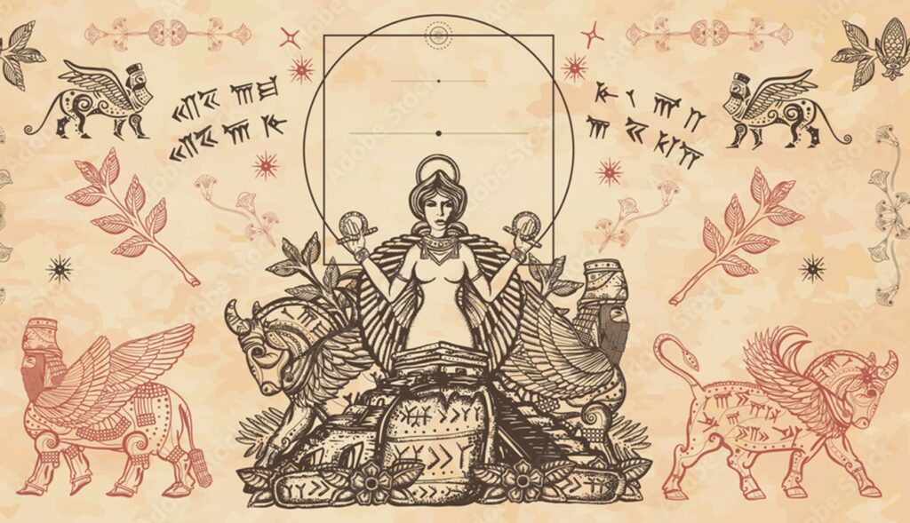 A modern stylization of Ianna based on archaeological iconography. 
Image: Intueri (artist).
