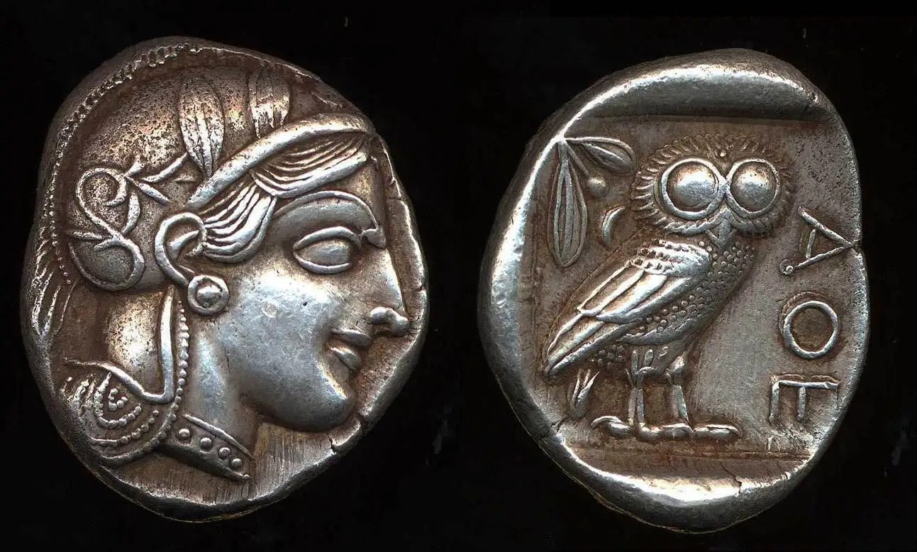 athena owl coin